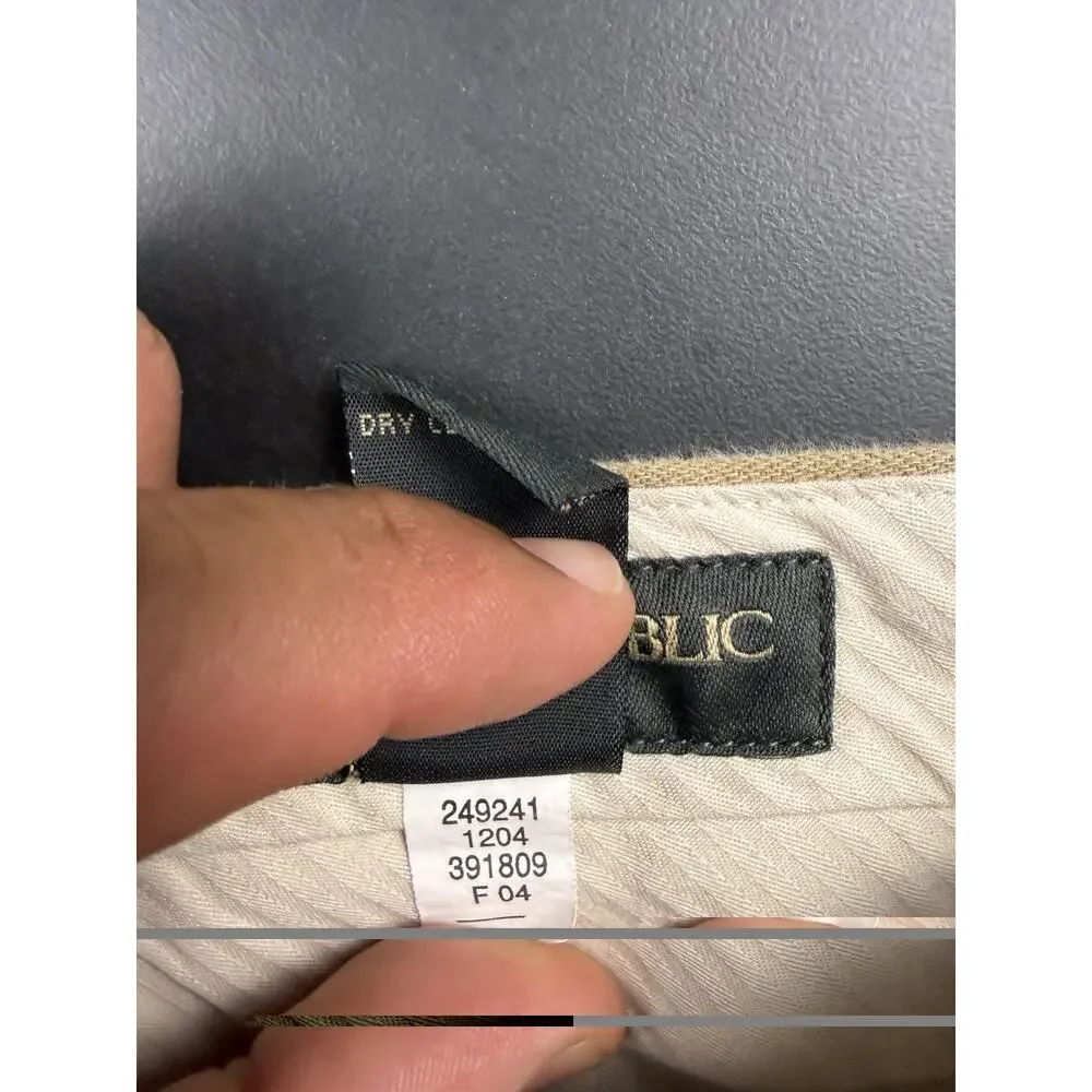 Banana Republic Pants Men’s 33x25 Tan Cotton Wool Blend Dress Trousers Wide Leg